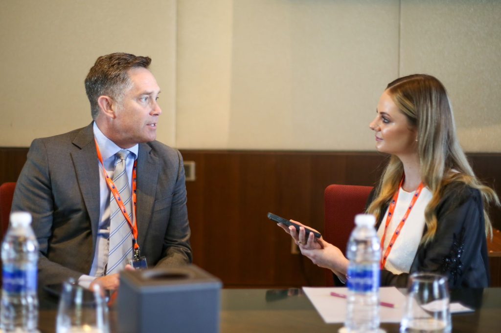 Mark Bula with Megan Watson at the Duqm Economic Forum